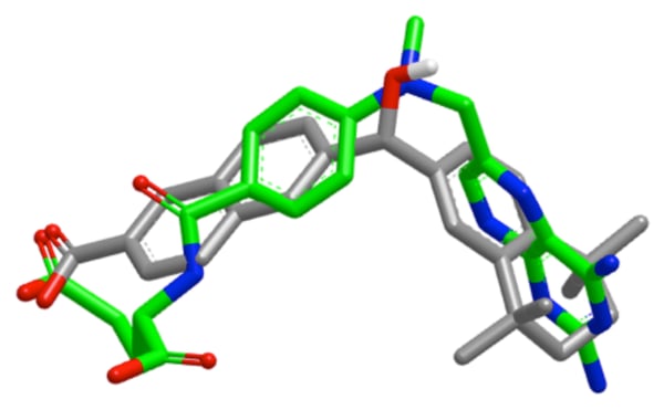 A database molecule overlaid on a query